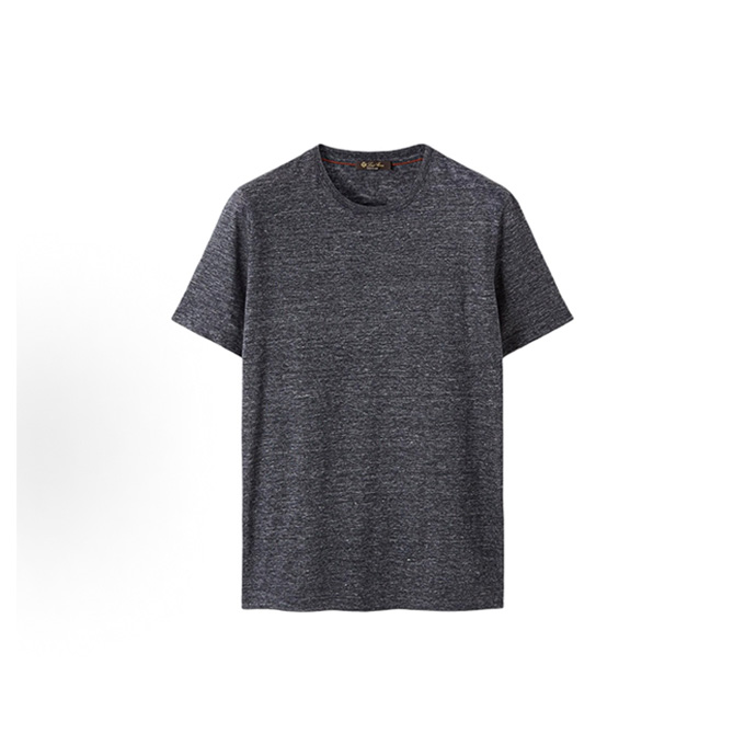 loro piana herringbone linen cotton blend crew neck short sleeve t-shirt